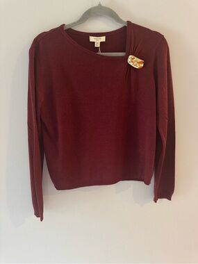 Sabine Paris Women’s Wool Silk Blend Burgundy Long Sleeve Knit Sweater M